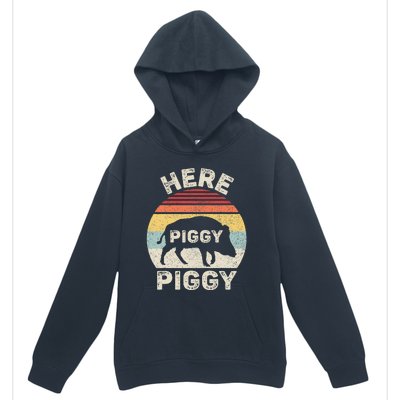 Retro Here Piggy Piggy Boar Hunting Pig Hog Hunter Urban Pullover Hoodie