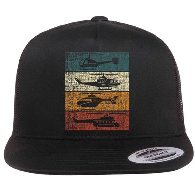 Retro Helicopter Pilot Vintage Aviation min Flat Bill Trucker Hat