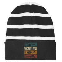 Retro Helicopter Pilot Vintage Aviation min Striped Beanie with Solid Band