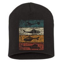 Retro Helicopter Pilot Vintage Aviation min Short Acrylic Beanie