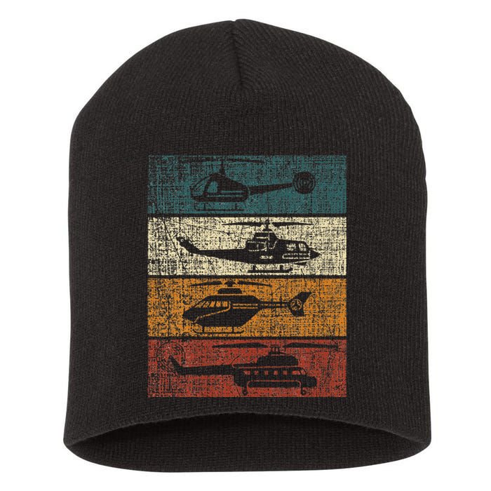 Retro Helicopter Pilot Vintage Aviation min Short Acrylic Beanie