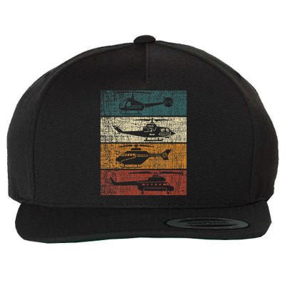 Retro Helicopter Pilot Vintage Aviation min Wool Snapback Cap