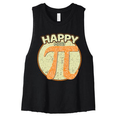 Retro Happy Pi Day Gift Math Teacher Geek Pi Day Women's Racerback Cropped Tank