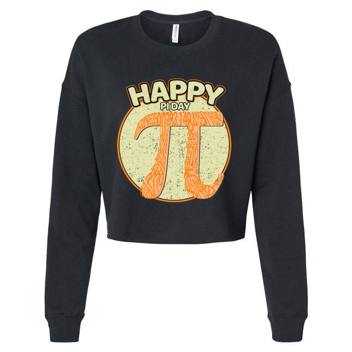 Retro Happy Pi Day Gift Math Teacher Geek Pi Day Cropped Pullover Crew