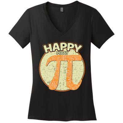 Retro Happy Pi Day Gift Math Teacher Geek Pi Day Women's V-Neck T-Shirt