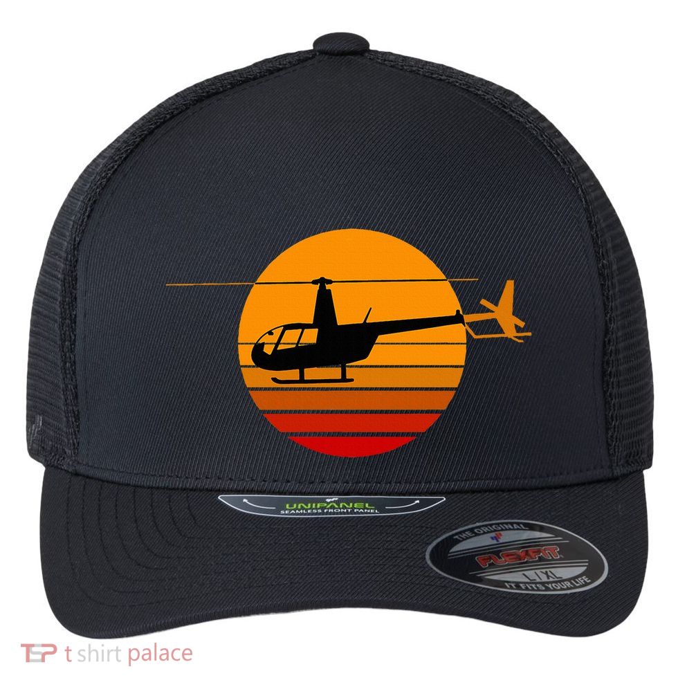 R44 Helicopter Pilot Aviation R44 Helicopter Flexfit Unipanel Trucker Cap
