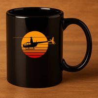 R44 Helicopter Pilot Aviation R44 Helicopter 11oz C Handle Ceramic Mug
