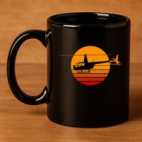 R44 Helicopter Pilot Aviation R44 Helicopter 11oz C Handle Ceramic Mug
