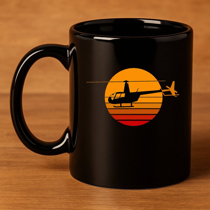 R44 Helicopter Pilot Aviation R44 Helicopter 11oz C Handle Ceramic Mug