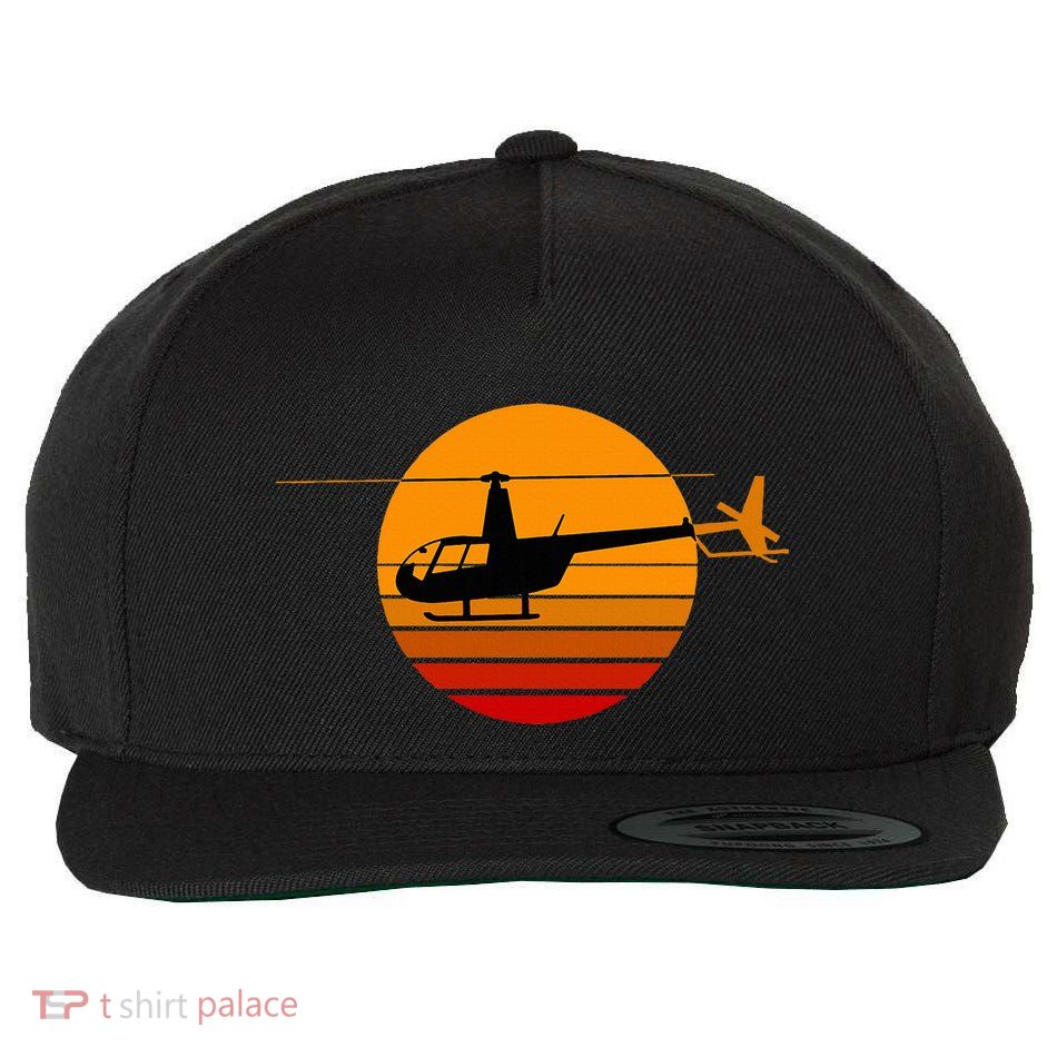 R44 Helicopter Pilot Aviation R44 Helicopter Wool Snapback Cap