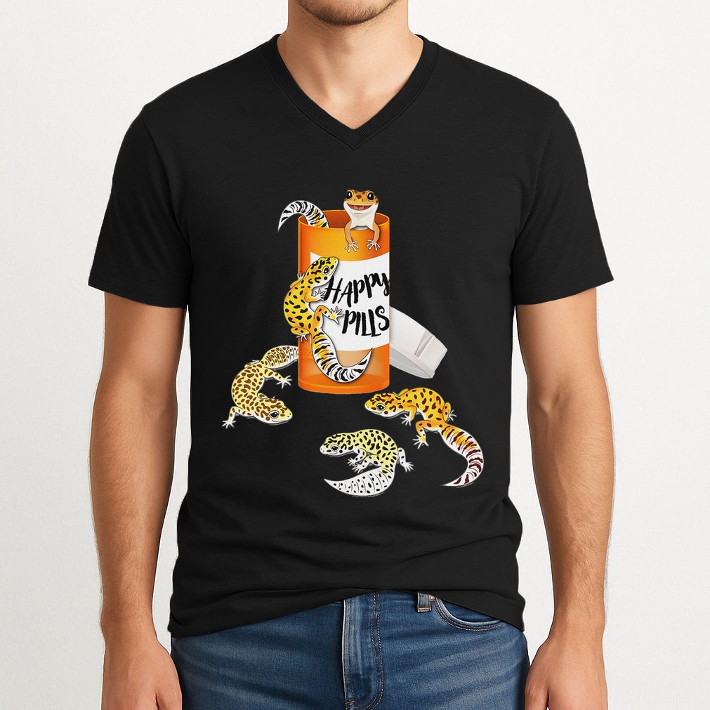 Reptile Happy Pills Leopard Gecko Lover V-Neck T-Shirt