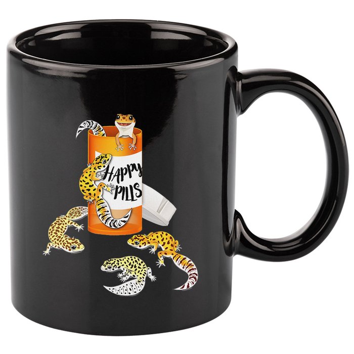 Reptile Happy Pills Leopard Gecko Lover 11oz C Handle Ceramic Mug