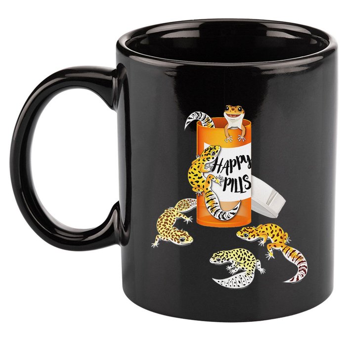 Reptile Happy Pills Leopard Gecko Lover 11oz C Handle Ceramic Mug