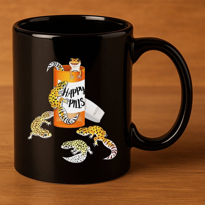 Reptile Happy Pills Leopard Gecko Lover 11oz C Handle Ceramic Mug