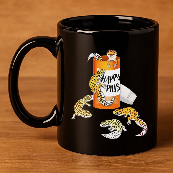 Reptile Happy Pills Leopard Gecko Lover 11oz C Handle Ceramic Mug