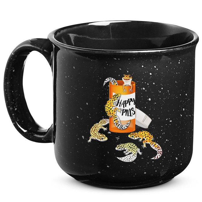 Reptile Happy Pills Leopard Gecko Lover 15oz Campfire Ceramic Mug