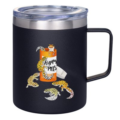 Reptile Happy Pills Leopard Gecko Lover 12oz Stainless Steel Coffee Mug