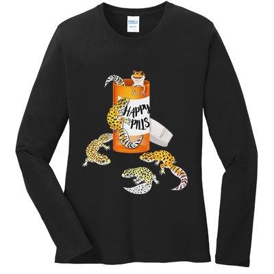 Reptile Happy Pills Leopard Gecko Lover Ladies Long Sleeve Shirt