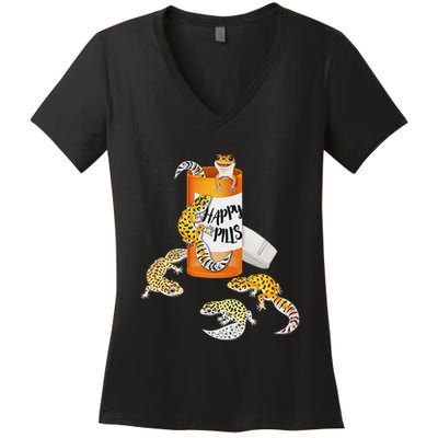 Reptile Happy Pills Leopard Gecko Lover Women's V-Neck T-Shirt