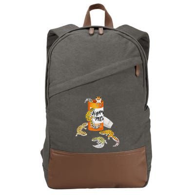Reptile Happy Pills Leopard Gecko Lover Cotton Canvas Backpack