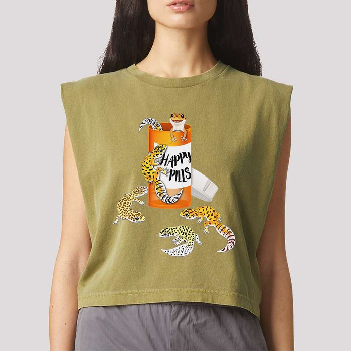 Reptile Happy Pills Leopard Gecko Lover Garment-Dyed Women's Muscle Tee