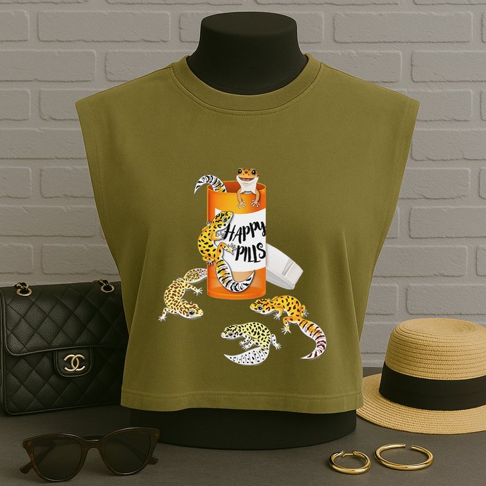 Reptile Happy Pills Leopard Gecko Lover Garment-Dyed Women's Muscle Tee