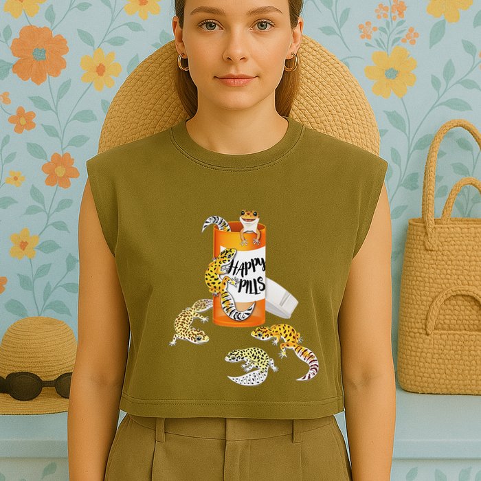 Reptile Happy Pills Leopard Gecko Lover Garment-Dyed Women's Muscle Tee