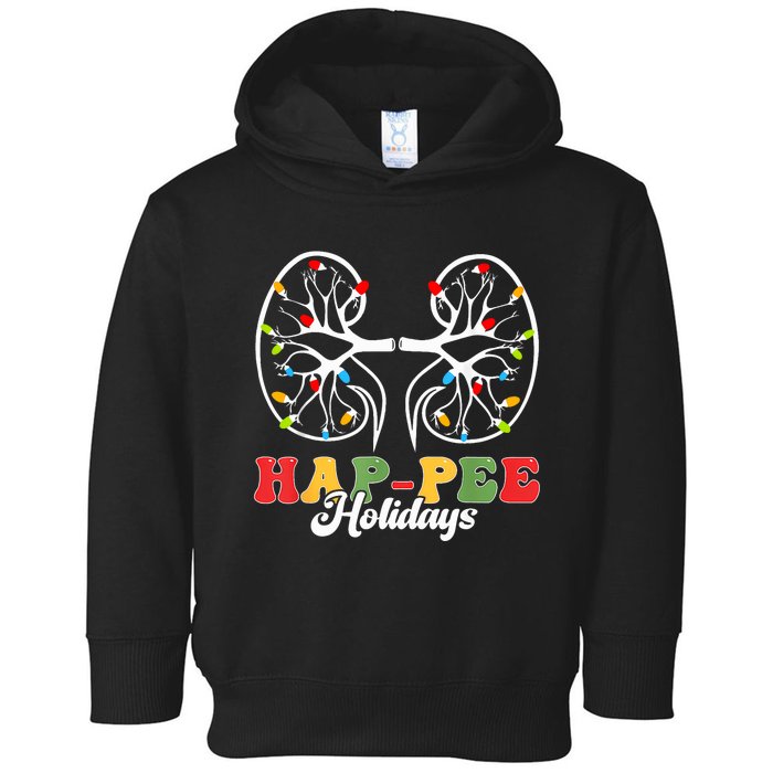 Retro Hap Pee Holidays Christmas Dialysis Nurse Kidney Xmas Toddler Hoodie