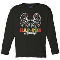 Retro Hap Pee Holidays Christmas Dialysis Nurse Kidney Xmas Toddler Long Sleeve Shirt