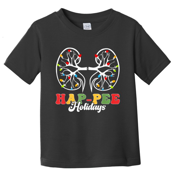 Retro Hap Pee Holidays Christmas Dialysis Nurse Kidney Xmas Toddler T-Shirt