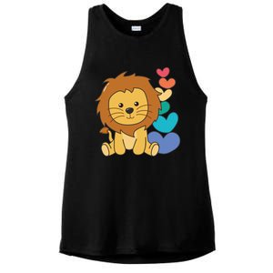 Rainbow Hearts Pride Lgbtq Cute Animals Lion Great Gift Ladies PosiCharge Tri-Blend Wicking Tank