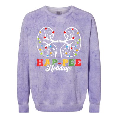 Retro Hap Pee Holidays Christmas Dialysis Nurse Kidney Xmas Colorblast Crewneck Sweatshirt