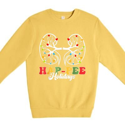 Retro Hap Pee Holidays Christmas Dialysis Nurse Kidney Xmas Premium Crewneck Sweatshirt