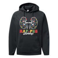 Retro Hap Pee Holidays Christmas Dialysis Nurse Kidney Xmas Performance Fleece Hoodie