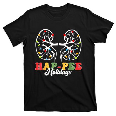 Retro Hap Pee Holidays Christmas Dialysis Nurse Kidney Xmas T-Shirt