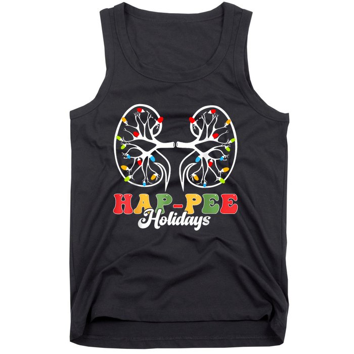 Retro Hap Pee Holidays Christmas Dialysis Nurse Kidney Xmas Tank Top