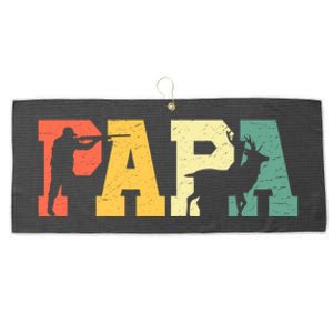 Retro Hunting Papa Dad Daddy Fathers Day Deer Elk Hunter Gift Large Microfiber Waffle Golf Towel