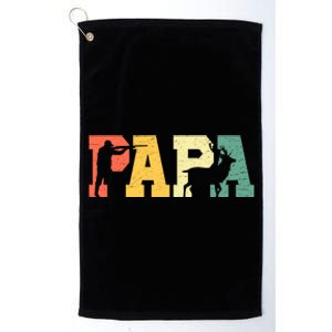 Retro Hunting Papa Dad Daddy Fathers Day Deer Elk Hunter Gift Platinum Collection Golf Towel