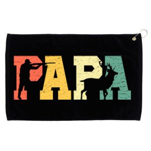 Retro Hunting Papa Dad Daddy Fathers Day Deer Elk Hunter Gift Grommeted Golf Towel