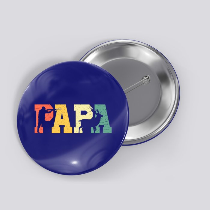 Retro Hunting Papa Dad Daddy Fathers Day Deer Elk Hunter Gift Button