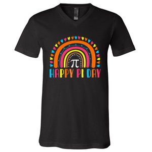 Rainbow Happy Pi Day Math Teacher Pi Day V-Neck T-Shirt