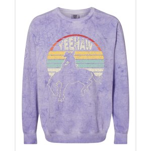 Retro Horse Riding Yeehaw Rodeo Cowboy Western Country Colorblast Crewneck Sweatshirt