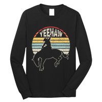 Retro Horse Riding Yeehaw Rodeo Cowboy Western Country Long Sleeve Shirt