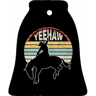 Retro Horse Riding Yeehaw Rodeo Cowboy Western Country Ceramic Bell Ornament