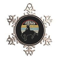 Retro Horse Riding Yeehaw Rodeo Cowboy Western Country Metallic Star Ornament