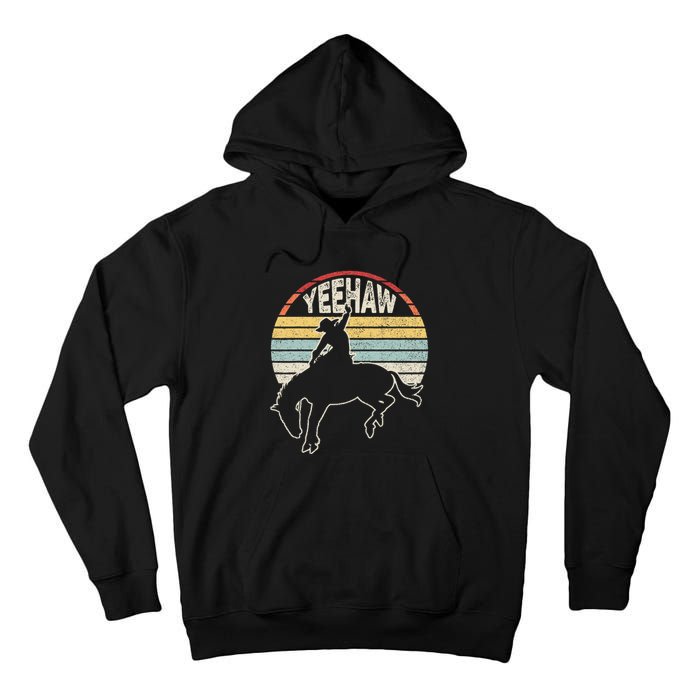 Retro Horse Riding Yeehaw Rodeo Cowboy Western Country Tall Hoodie