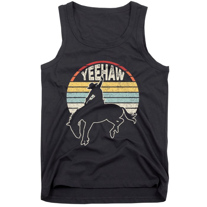 Retro Horse Riding Yeehaw Rodeo Cowboy Western Country Tank Top