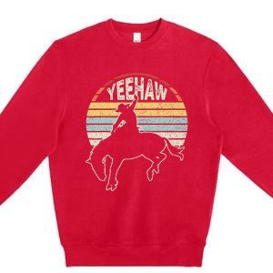 Retro Horse Riding Yeehaw Rodeo Cowboy Western Country Premium Crewneck Sweatshirt