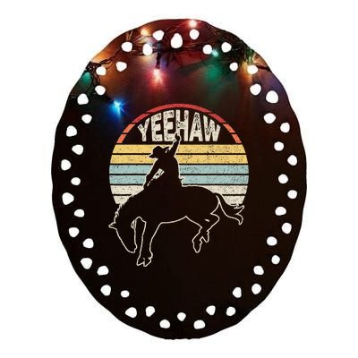 Retro Horse Riding Yeehaw Rodeo Cowboy Western Country Ceramic Oval Ornament