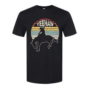 Retro Horse Riding Yeehaw Rodeo Cowboy Western Country Softstyle CVC T-Shirt